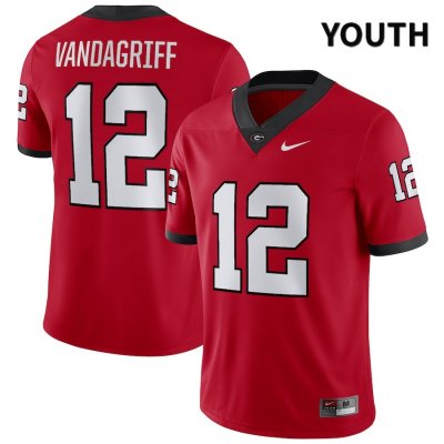 Youth Georgia Bulldogs NCAA #12 Brock Vandagriff Nike Stitched Red NIL 2022 Authentic College Football Jersey UPK2554AR